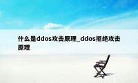 什么是ddos攻击原理_ddos拒绝攻击原理