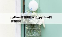 python黑客编程入门_python的黑客技术
