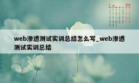 web渗透测试实训总结怎么写_web渗透测试实训总结