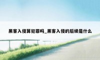黑客入侵算犯罪吗_黑客入侵的后续是什么