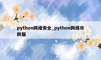 python网络安全_python网络攻防篇