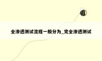 全渗透测试流程一般分为_完全渗透测试